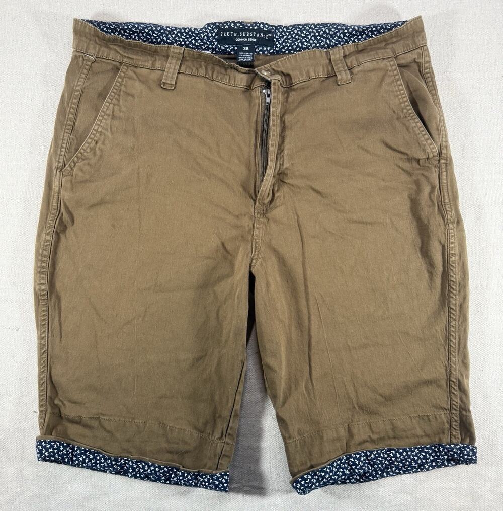 Truth Substance Common Sense Men's Brown Chino Shorts Size 38 Stretch Casual